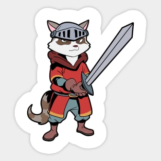 In armor with long sword - raccoon Sticker